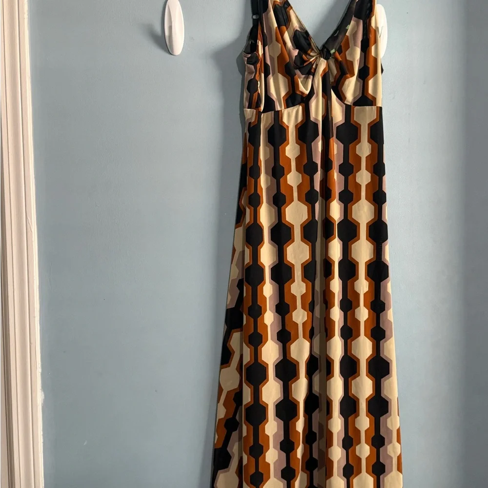 CAbi Brown and Black Geometric Maxi Dress Reversible Dress - Picture 8 of 16